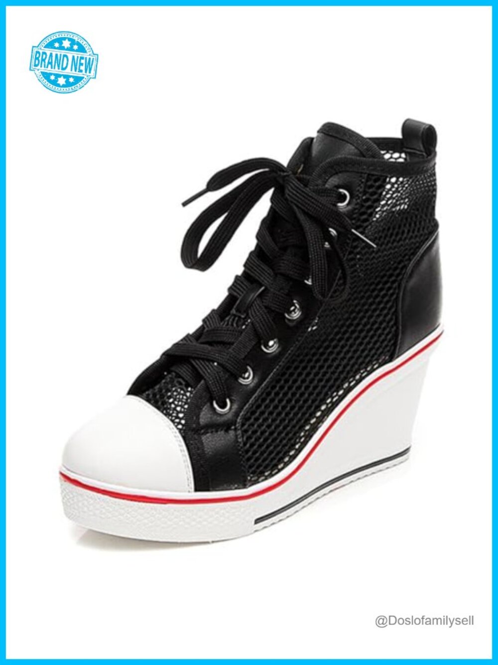 Cattlehide Canvas Wedge Sneaker Platform Lace Up Zip Casual Shoe
